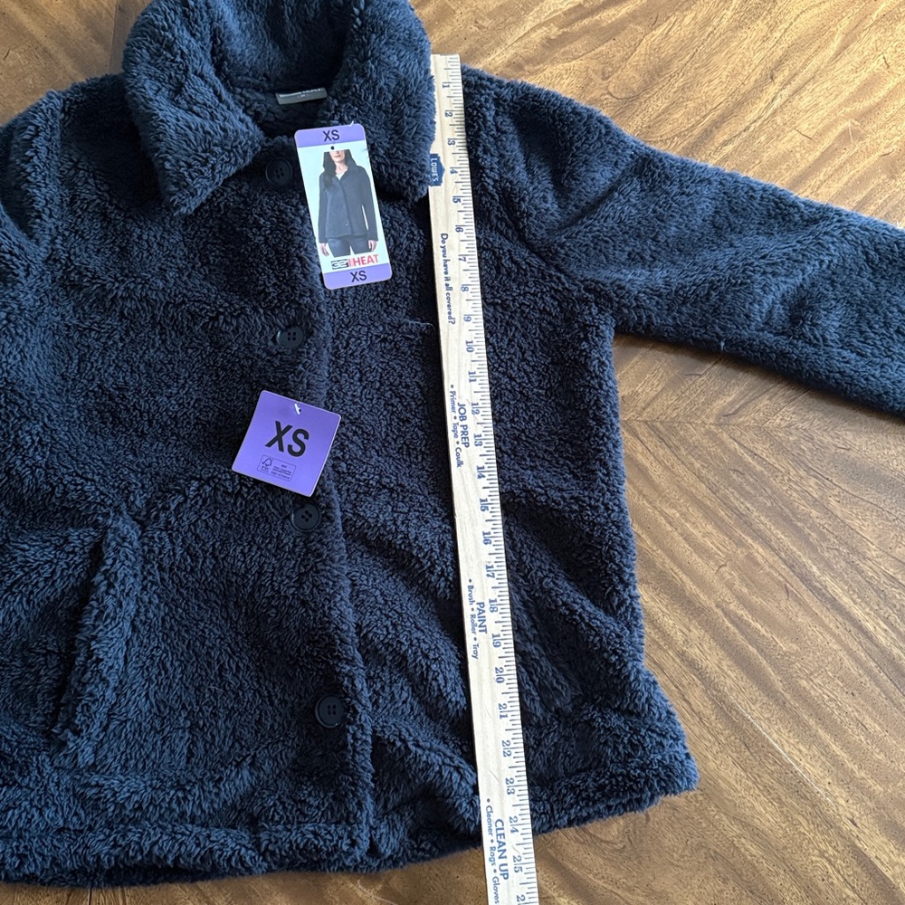 32 Degrees Women’s Button-Up Black Fleece Jacket with pockets, XS NWT Cozy - Picture 5 of 6
